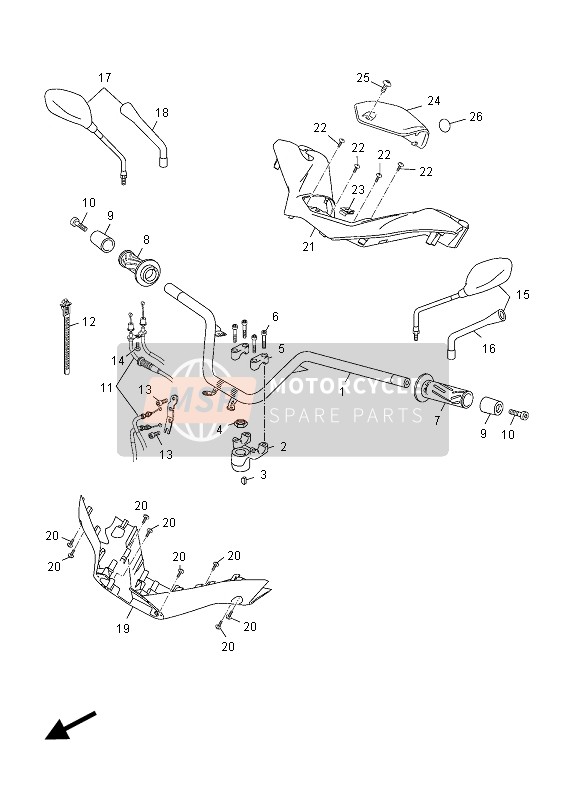 Yamaha YP125R X-MAX SPORT 2012 Steering Handle & Cable for a 2012 Yamaha YP125R X-MAX SPORT